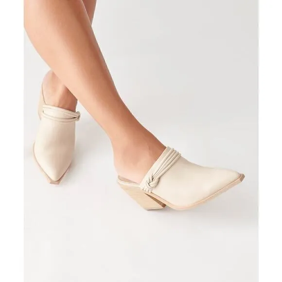 Dolce Vita Sita Mules Heel Faux Leather Off White NEW 8.5 US