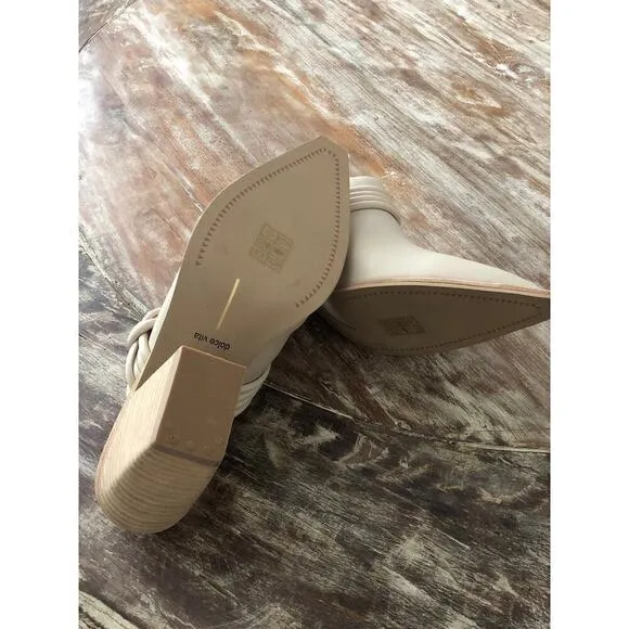 Dolce Vita Sita Mules Heel Faux Leather Off White NEW 8.5 US