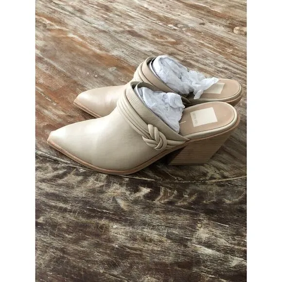 Dolce Vita Sita Mules Heel Faux Leather Off White NEW 8.5 US