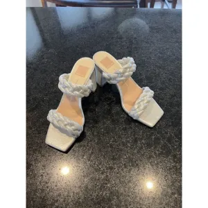 Dolce Vita Womens Block Heels 7.5 Silver Heel Braided Straps Square Toe $125 I