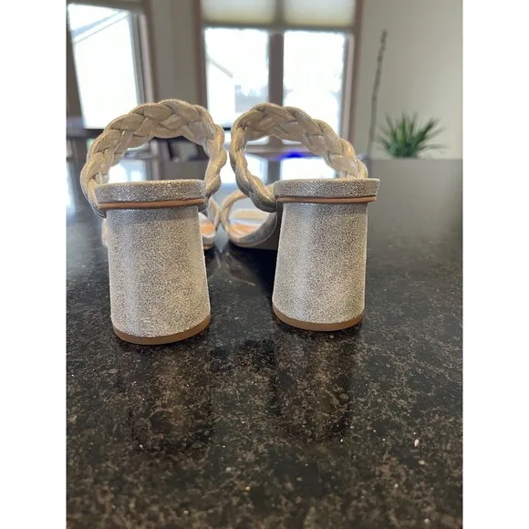 Dolce Vita Womens Block Heels 7.5 Silver Heel Braided Straps Square Toe $125 I