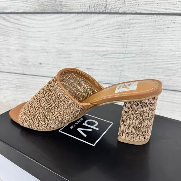 Dolce Vita Women's Cafe Hemma Summer Textured Woven Heeled Mules Size 9.5