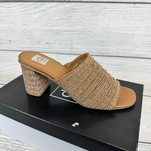 Dolce Vita Women's Cafe Hemma Summer Textured Woven Heeled Mules Size 9.5