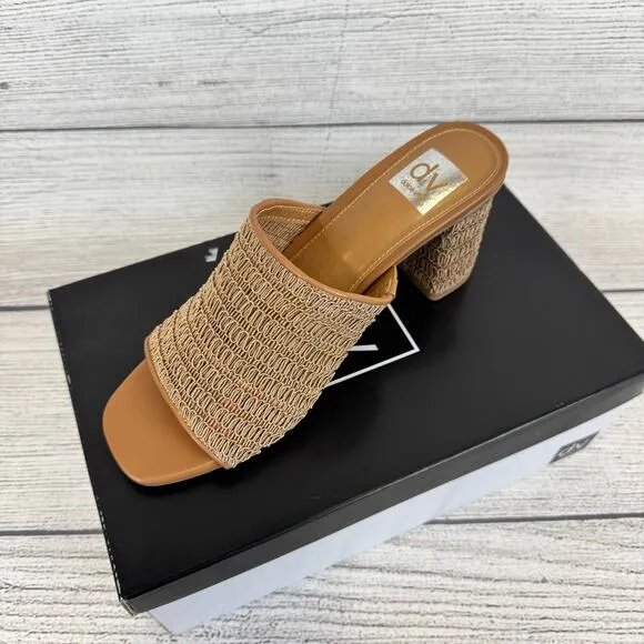 Dolce Vita Women's Cafe Hemma Summer Textured Woven Heeled Mules Size 9.5