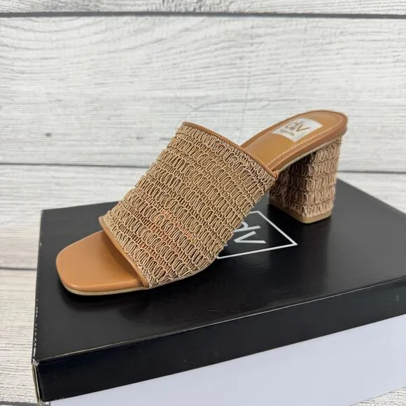 Dolce Vita Women's Cafe Hemma Summer Textured Woven Heeled Mules Size 9.5
