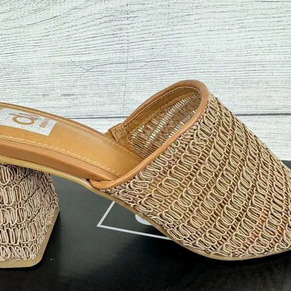 Dolce Vita Women's Cafe Hemma Summer Textured Woven Heeled Mules Size 9.5