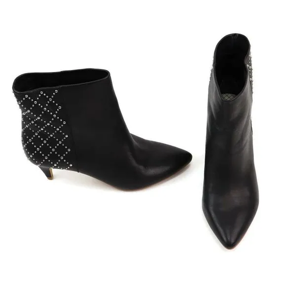 Dolce Vita Womens Dot Ankle Boots Black Kitten Heels Studded Leather 7.5 New