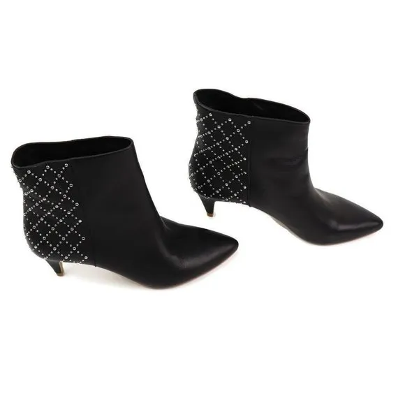 Dolce Vita Womens Dot Ankle Boots Black Kitten Heels Studded Leather 7.5 New