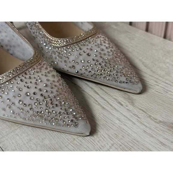 Dolce Vita Women's Kaye Crystal Heels Gold Mesh Size 7