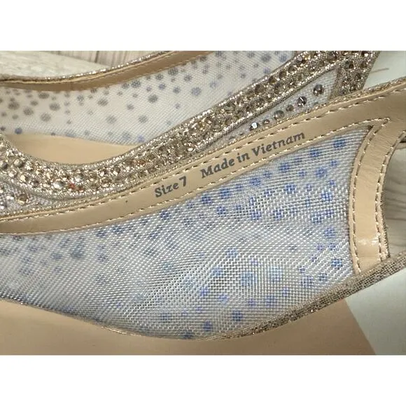 Dolce Vita Women's Kaye Crystal Heels Gold Mesh Size 7