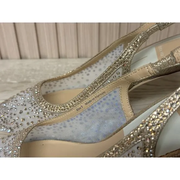 Dolce Vita Women's Kaye Crystal Heels Gold Mesh Size 7