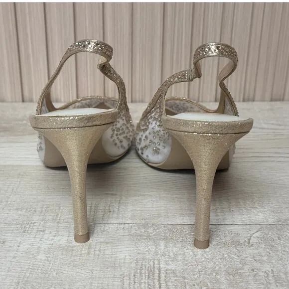 Dolce Vita Women's Kaye Crystal Heels Gold Mesh Size 7