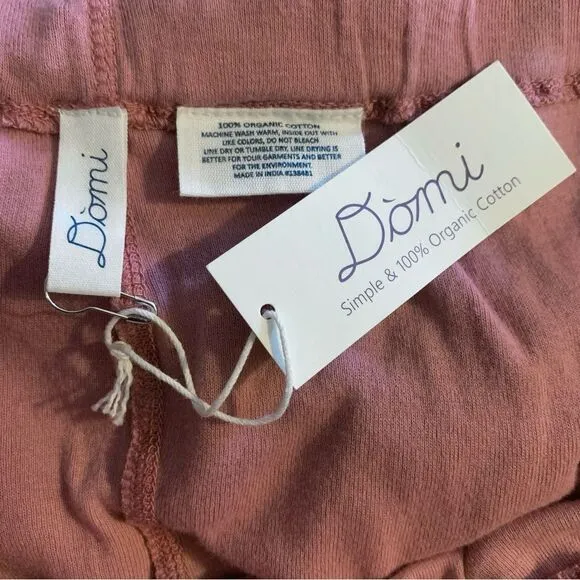 Domi 100% Organic Cotton Luxury Pajama Bottoms Lounge Pull On Cropped Pink S New