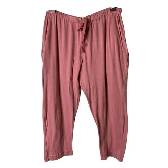Domi 100% Organic Cotton Luxury Pajama Bottoms Lounge Pull On Cropped Pink S New