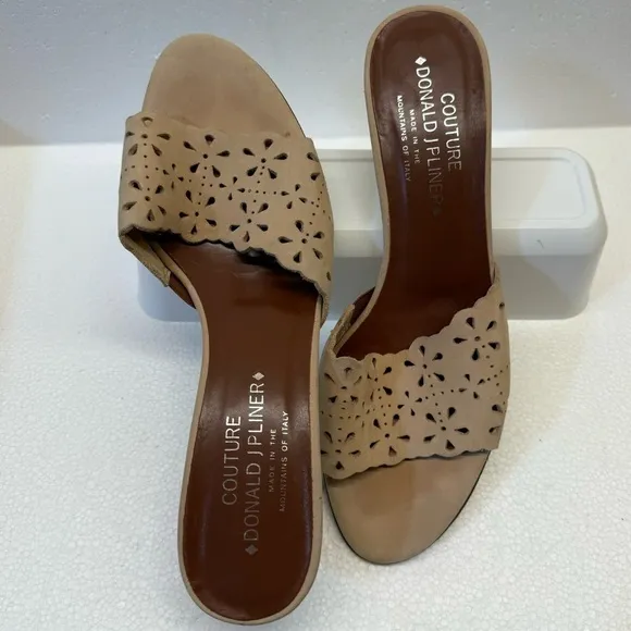 Donald J Pliner Couture EUC‎ Open Toe Kitten Heels Made in ltaly Size 9