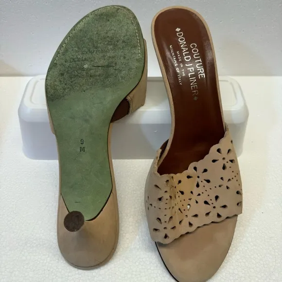 Donald J Pliner Couture EUC‎ Open Toe Kitten Heels Made in ltaly Size 9