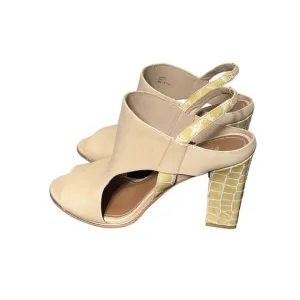 Donald J Pliner Katya Nude Croc Embossed Block Heel Slingback Size 10 NWOB
