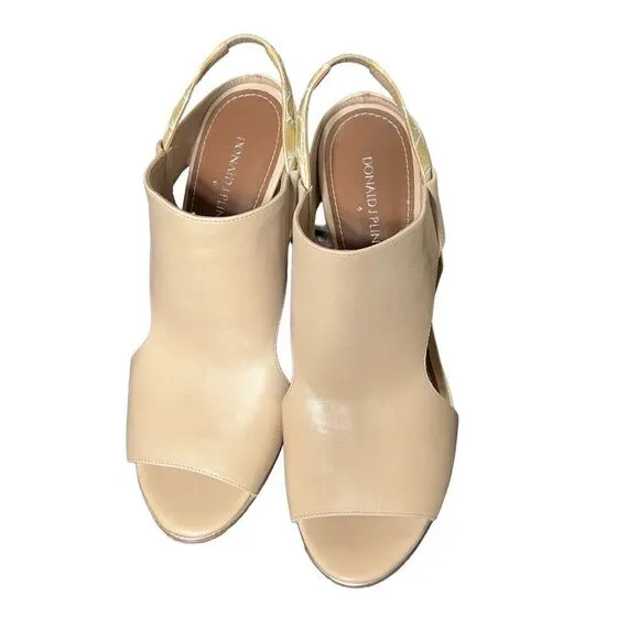 Donald J Pliner Katya Nude Croc Embossed Block Heel Slingback Size 10 NWOB