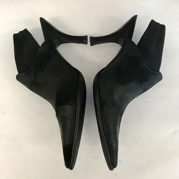 Donald J. Pliner Malena Black Metallic Calfskin Mesh Slingback Heels Women’s 6.5