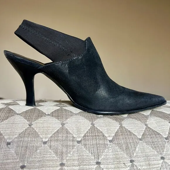 Donald J. Pliner Malena Black Metallic Calfskin Mesh Slingback Heels Women’s 6.5