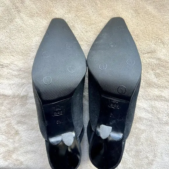 Donald J. Pliner Malena Black Metallic Calfskin Mesh Slingback Heels Women’s 6.5