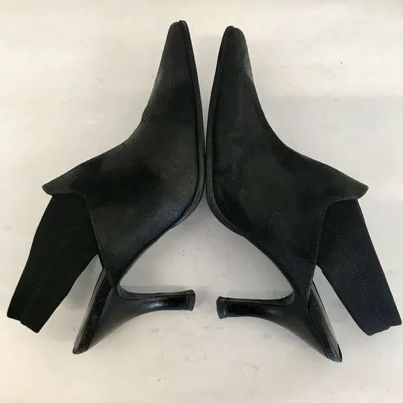 Donald J. Pliner Malena Black Metallic Calfskin Mesh Slingback Heels Women’s 6.5
