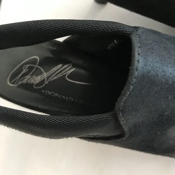Donald J. Pliner Malena Black Metallic Calfskin Mesh Slingback Heels Women’s 6.5