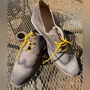 Donald J Pliner Mens Grey Wingtip Suede Oxford Shoes