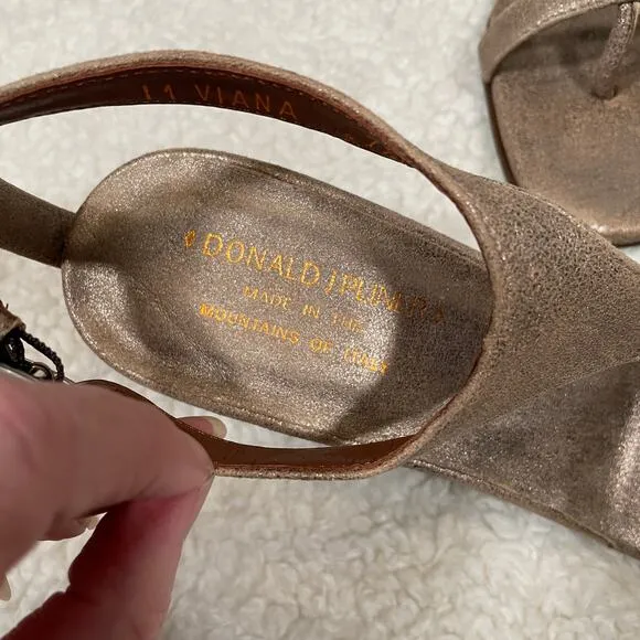Donald J Pliner Rose Gold Viana Kitten Heel Sandals Strappy Leather 7.5