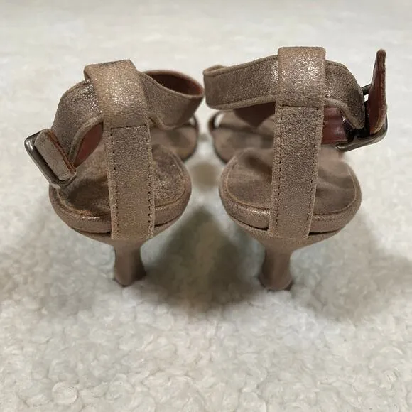 Donald J Pliner Rose Gold Viana Kitten Heel Sandals Strappy Leather 7.5