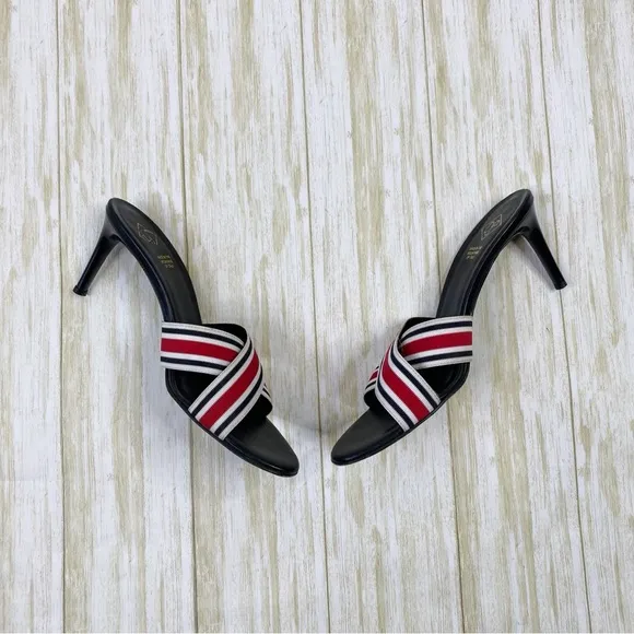 Donald J Pliner Trixx Red Stripe Criss Cross Strap Heels