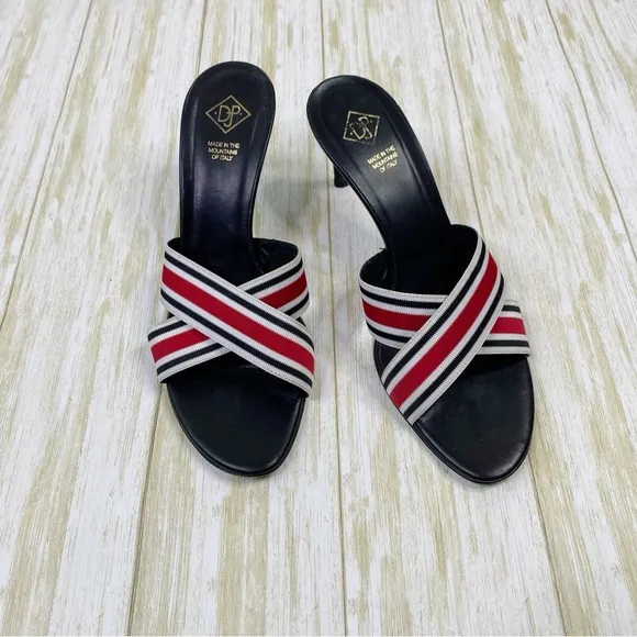 Donald J Pliner Trixx Red Stripe Criss Cross Strap Heels