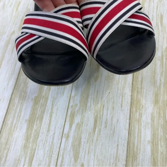 Donald J Pliner Trixx Red Stripe Criss Cross Strap Heels