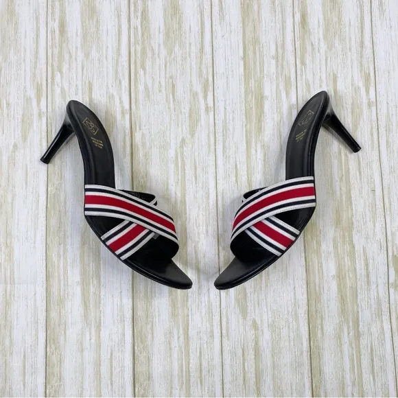 Donald J Pliner Trixx Red Stripe Criss Cross Strap Heels