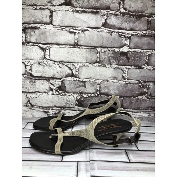 Donald J. Pliner Viana Beige Gold Shimmer Slingback Pump Heels Women Sz 9M US/40