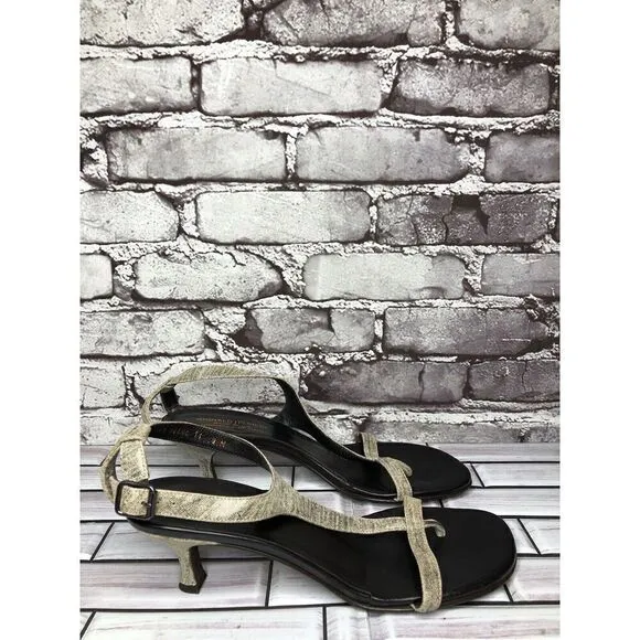 Donald J. Pliner Viana Beige Gold Shimmer Slingback Pump Heels Women Sz 9M US/40