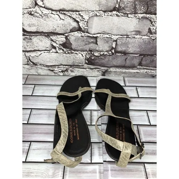 Donald J. Pliner Viana Beige Gold Shimmer Slingback Pump Heels Women Sz 9M US/40
