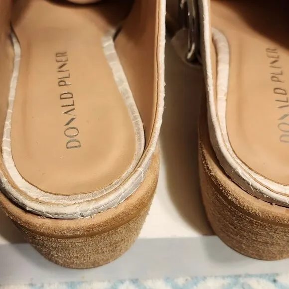 Donald Pliner &quot;Mazzy&quot; Oyster Snakeskin Print Leather Western Mules Sz.8.5 $275
