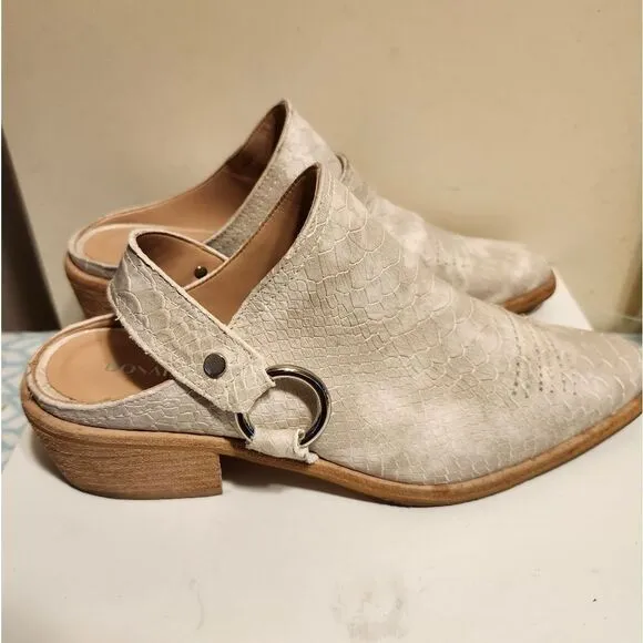 Donald Pliner &quot;Mazzy&quot; Oyster Snakeskin Print Leather Western Mules Sz.8.5 $275