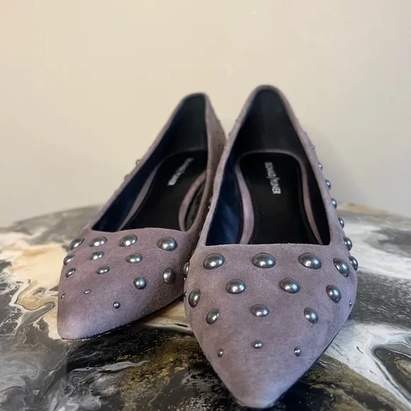 Donald Pliner Bazie Gray Studded Suede Kitten Heels 9