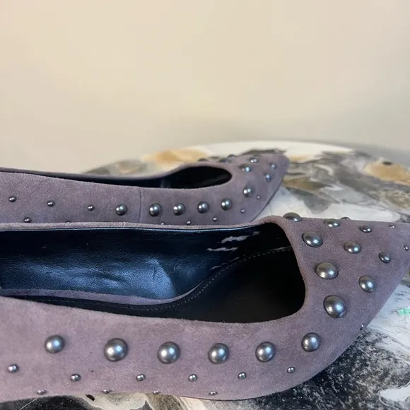 Donald Pliner Bazie Gray Studded Suede Kitten Heels 9