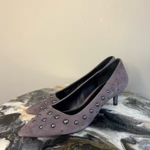 Donald Pliner Bazie Gray Studded Suede Kitten Heels 9