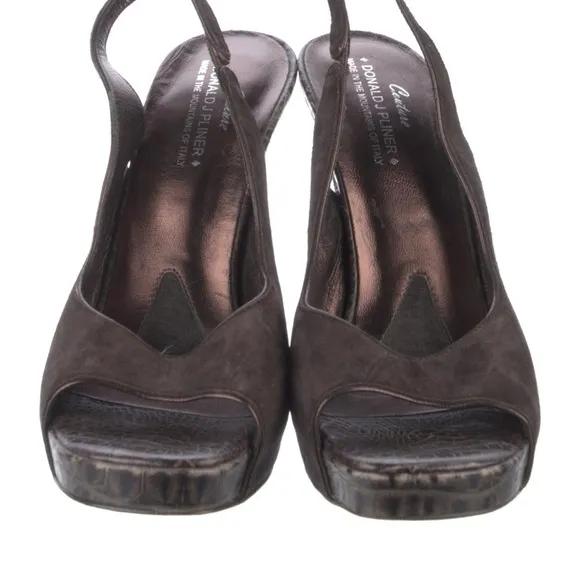 Donald Pliner CANNA Brown Suede Slingback Platform Heeled Sandals size 8.5