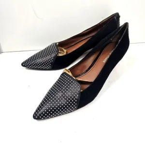 Donald J Pliner Kitten Heels Women Size 11 Black Studded Captoe Faux Alligator