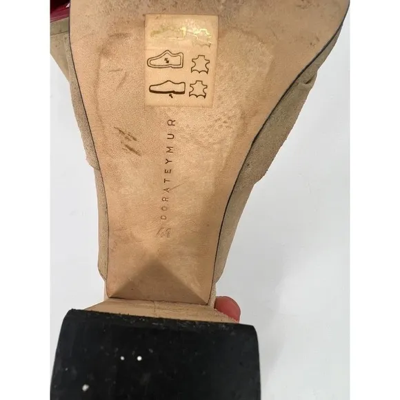 DORATEYMUR Munise Designer Beige Suede Mules Pumps Block Heel EU 41 / US 11