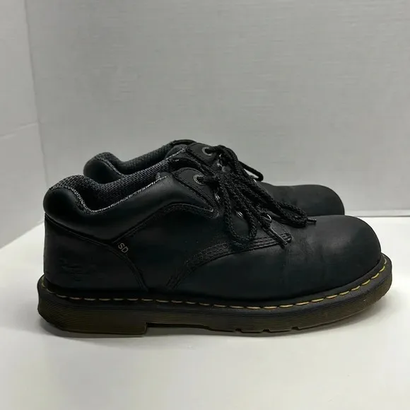 Dr. Doc Marten Steel Toe Hylow Boots Shoes Lace Up Leather Black Men's Size 12
