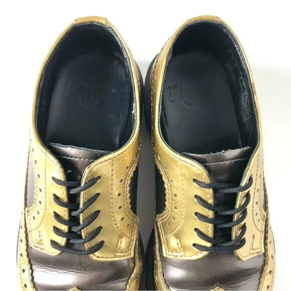 Dr Martens 3989 Gold Patent Leather Brogue Wingtip Oxfords Women’s 5 Shoes
