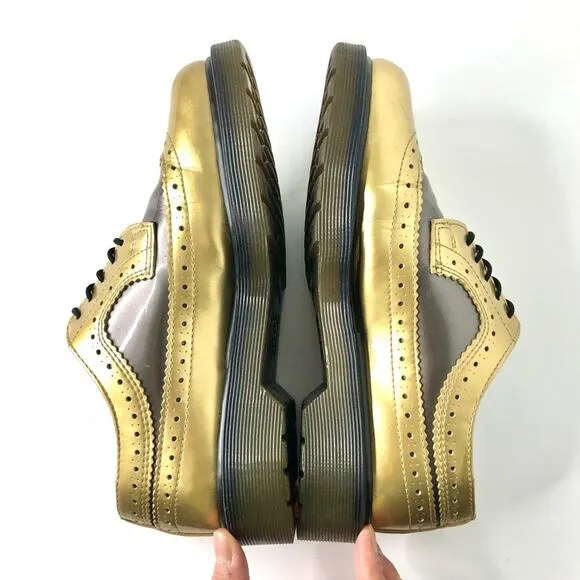 Dr Martens 3989 Gold Patent Leather Brogue Wingtip Oxfords Women’s 5 Shoes
