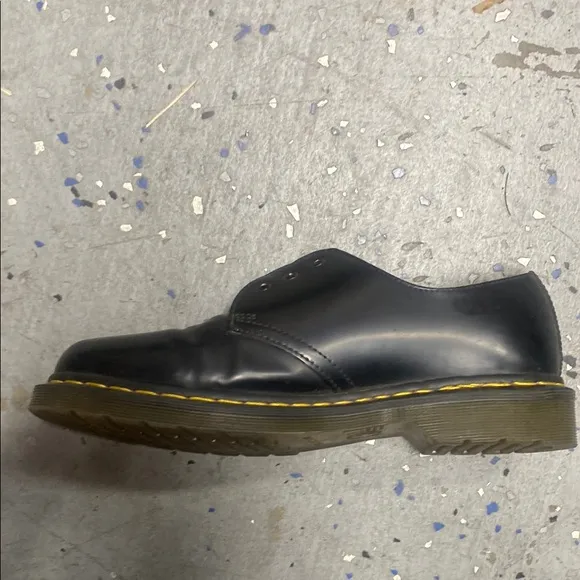 Dr. Martens Black Leather Oxfords with Yellow Stitching