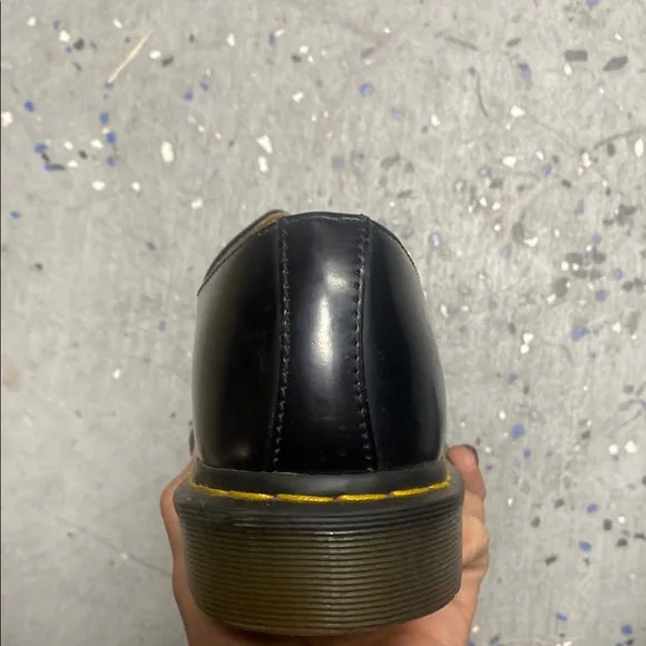 Dr. Martens Black Leather Oxfords with Yellow Stitching